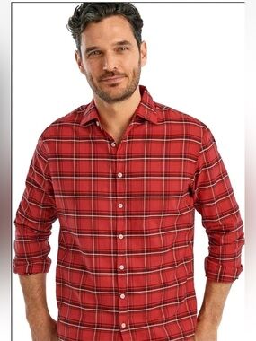 JOHNNIE-O Luton Featherweight Button Up Shirt Malibu Red Men's Size S